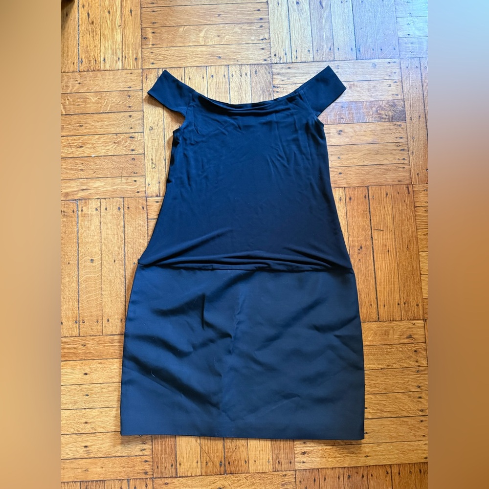 NWOT KHAITE Black Off-Shoulder Mini Dress Size S